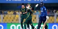Marizanne Kapp of South Africa celebrates with team mates Laura Wolvaardt and Sinalo Jafta after taking the wicket of Charlie Dean. (Photo: Prakash Singh / Getty Images)