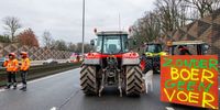 A placard reading 'No Food without Farmer' is placed on a tractor as Belgian farmers block the highway in Aalter, Belgium, 31 January 2024. Farmers are organizing protests to highlight their declining incomes, overly complex legislation and administrative overload. The discontent among farmers, initially sparked in France, has spilled over into several European countries and Belgium. Blocking the Port of Zeebruges may interrupt the supply chain to the UK.  EPA-EFE/OLIVIER MATTHYS
