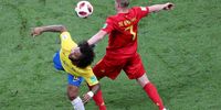 Marcelo (L) of Brazil and Kevin De Bruyne of Belgium in action during the FIFA World Cup 2018 quarter final soccer match between Brazil and Belgium in Kazan, Russia, 06 July 2018. EPA-EFE/TATYANA ZENKOVICH