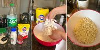 Combine the flour, baking powder, salt, cream, and Sprite/Lemonade in a bowl and mix until flour is mostly combined. (Photos: Ray Mahlaka)<br>