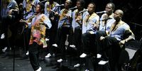 NEW YORK - APRIL 9: Ladysmith Black Mambazo performs Paul Simon's "Under African Skies" at BAM on April 9, 2008 in New York City.  (Photo by Amy Sussman/Getty Images)