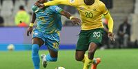 Khuliso Mudau of South Africa challenges Gilbert Mugisha of Rwanda during the FIFA World Cup Qualifiers 2026 match between South Africa and Rwanda  at Mbombela Stadium in Mbombela on 14 October 2025. (Photo: Sydney Mahlangu/BackpagePix)