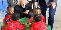 Bophelo Day Care Centre currently has 53 students, ranging from 6 months olds to 5 years, and 5 teachers. Pictured is Verne Harris, acting president of the Mandela Foundation interacting with the students.<br>(Photo: Supplied)
