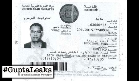 amaBhungane and Scorpio #GuptaLeaks: Duduzane Zuma's UAE residency confirmed