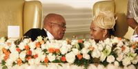 Big Day No. 5. President Jacob Zuma married his fifth wife, Thobeka Madiba-Zuma on 4 January 2010 at his rural Nkandla homestead in Kwazulu-Natal. Pictured: The president shares a word with his bride during the elegant reception that took place after the traditional wedding ceremony. Feature text available. (Photo by Gallo Images/YOU/Tumelo Leburu)