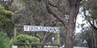 A #bringkatazaback sign hangs in Kommetjie to highlight and promote the safe return of Kataza the male baboon to his troop in the town. (Photo: Alan van Gysen)