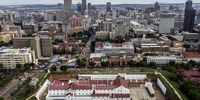 A drone image showing the Old Fort with the Jozi skyline as the backdrop. The Old Fort was built in 1893 as Johannesburg’s first prison, and served briefly as a military fort after the Jameson Raid. (Photo: Shiraaz Mohamed)