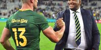 Springbok captain Jesse Kriel with Gayton McKenzie at the <br>Rugby Championship match against Australia at Cape Town Stadium on 23 August 2025. (Photo: Grant Pitcher / Gallo Image / Getty Images)