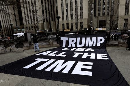 In images: Demonstrators gather in New York ahead of possible Trump indictment