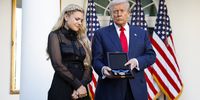 U.S. President Donald Trump posthumously awards the Presidential Medal of Freedom to late conservative activist Charlie Kirk as he presents the Medal to his wife Erika Kirk (L) during a ceremony in the Rose Garden of the White House on October 14, 2025 in Washington, DC. Today marks the National Day of Remembrance for Charlie Kirk who was shot and killed on September 10th at Utah Valley University. (Photo: Kevin Dietsch/Getty Images)