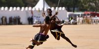 Indian army personnel of Madras Engineering Group (MEG) show their martial arst skills during the 75th Republic Day parade in Bangalore, India, 26 January 2024. The Republic Day of India' marks the date on which the Constitution of India came into force on 26 January 1950 and the country began its transition from a British Dominion into a republic. The celebrations of Republic Day usually include various parades with shows of military equipment and cultural displays.  EPA-EFE/JAGADEESH NV