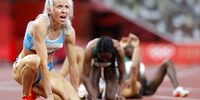 epaselect epa09382578 Sara Kuivisto of Finland after her run in the Women's 800m semifinal during the Athletics events of the Tokyo 2020 Olympic Games at the Olympic Stadium in Tokyo, Japan, 31 July 2021.  EPA-EFE/VALDRIN XHEMAJ