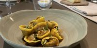 Tortellini of braised veal and ginger, chives and 50-year balsamic. (Photo: Margot Patterson) <br>
