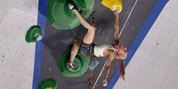 TOKYO, JAPAN - AUGUST 06: Janja Garnbret of Team Slovenia  during the Sport Climbing Women's Combined Final on day fourteen of the Tokyo 2020 Olympic Games at Aomi Urban Sports Park on August 06, 2021 in Tokyo, Japan. (Photo by Maja Hitij/Getty Images)