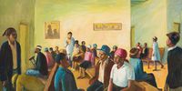 George Milwa Mnyaluza Pemba, The Waiting Room, 1992, oil on board