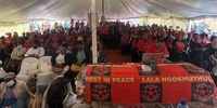 Mourners at the funeral of Abahlali baseMjondolo leader Nokuthula Mabaso on Saturday 14 May 2022. She was gunned down in front of her children. (Photo: Richard Pithouse)