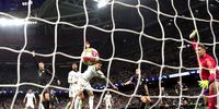 Joselu of Real Madrid celebrates scoring his team’s first goal against Bayern Munich. (Photo: Clive Brunskill/Getty Images)
