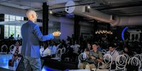 Godfrey Sullivan, Visa’s head of product and solutions for Central Europe, the Middle East and Africa, delivers a speech on artificial intelligence at the Visa Accelerator Programme Demo Day on 2 December in Cape Town. Photos: Kim van Zyl Photography