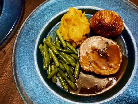 Stuffed saddle of lamb