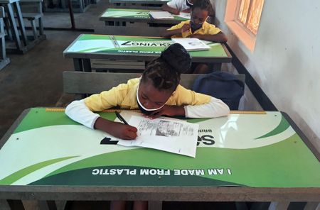 Female-led non-profit organisation is using non-recyclable plastics to create school desks