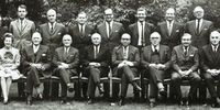 Labour prime minister Harold Wilson’s cabinet, which supplied large quantities of arms to the Nigerian government as it fought against and blockaded Biafra in the late 1960s. (Richard Crossman papers)