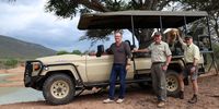 Rudolf Pretorius, Chris Ransome and Richard Ransome looks at  the green hills of Marakele National Park looming north in the distance. (Photo: Felix Dlangamandla)