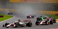 Esteban Ocon of France driving the (31) Haas F1 VF-25 Ferrari leads Oliver Bearman of Great Britain driving the (87) Haas F1 VF-25 Ferrari on track during the F1 Grand Prix of Belgium at Circuit de Spa-Francorchamps on July 27, 2025 in Spa, Belgium. (Photo by Alex Bierens de Haan/Getty Images)