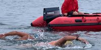 Capetonians Eddy Cassar and Gary Laing on their recent swim from Robben Island to Blouberg. (Photo: Supplied)