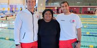 From left: Nolan Kemp, the NMB Water Polo strength and conditioning coach with  parent Claudia Charles and swim coach Deshaan Pillay.<br>(Photo: Supplied)