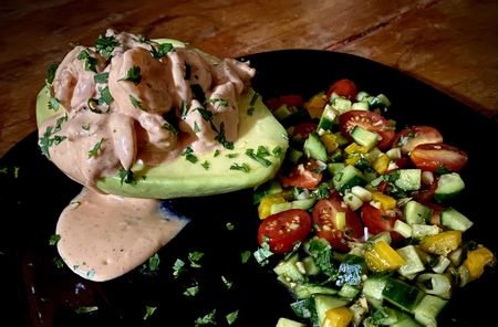 What’s cooking today: Avocado and prawn salad with two dressings