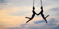 Aerialists of the Hungarian troupe Vincze Tunde Production perform on the opening night of Strand Festival in Zamardi, Hungary, 20 August 2025 (issued 21 August 2025).  EPA/Tamas Vasvari HUNGARY OUT