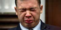 KENOSHA, WISCONSIN - NOVEMBER 10:  Kyle Rittenhouse breaks down on the stand as he testifies about his encounter with the late Joseph Rosenbaum during his trial at the Kenosha County Courthouse on November 10, 2021 in Kenosha, Wisconsin. Rittenhouse is accused of shooting three demonstrators, killing two of them, during a night of unrest that erupted in Kenosha after a police officer shot Jacob Blake seven times in the back while being arrested in August 2020. Rittenhouse, from Antioch, Illinois, was 17 at the time of the shooting and armed with an assault rifle. He faces counts of felony homicide and felony attempted homicide. (Photo by Sean Krajacic-Pool/Getty Images)