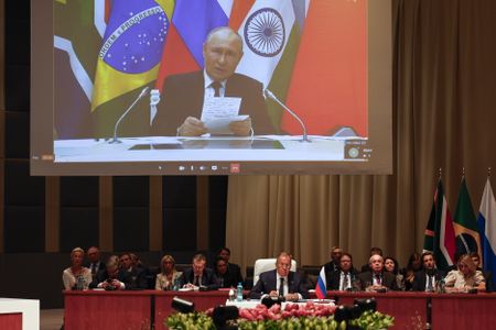 Putin, via video link, uses BRICS gathering to justify Russia’s war in Ukraine