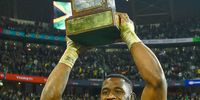 Siya Kolisi (captain) of the Springboks hoists the Freedcom Cup Trophy during the Castle Lager Rugby Championship match between South Africa and New Zealand at DHL Stadium on September 07, 2024 in Cape Town, South Africa. (Photo: Ashley Vlotman/Gallo Images)