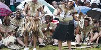 President Jacob Zuma dances with his new bride, Thobeka Madiba during their wedding ceremony at Zuma's rural homestead in Nkandla, KwaZulu-Natal on Monday, 4 January 2010. (Photo: Herman Verwey/ Gallo Images/Foto24)