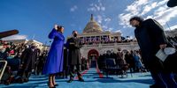 Kamala Harris is sworn in as vice president by Supreme Court Justice Sonia Sotomayor (R) as Harris's husband Doug Emhoff holds the Bible on the West Front of the U.S. Capitol on January 20, 2021 in Washington, DC.  During today's inauguration ceremony Joe Biden becomes the 46th president of the United States. (Photo by Andrew Harnik-Pool/Getty Images)