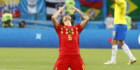  Axel Witsel of Belgium reacts after the FIFA World Cup 2018 quarter final soccer match between Brazil and Belgium in Kazan, Russia, 06 July 2018. Belgium won the match 2-1.  EPA-EFE/DIEGO AZUBEL