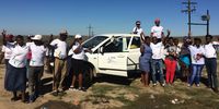 A group of ATM campaigners next to the road in Ngqeleni.  Photo: CARIEN DU PLESSIS