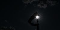 The JK Memorial is silhouetted against the partial solar eclipse in Brasilia, Brazil, 14 October 2023. An annular solar eclipse crossed America from North to South on 14 October.  EPA-EFE/Andre Borges