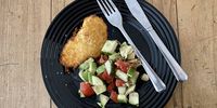 Boring as heck – a supermarket chicken schnitzel. (Photo: Bianca Coleman)