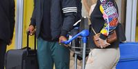 Siya and Rachel Kolisi at OR Tambo International Airport in Johannesburg on 10 February 2023. (Photo by Gallo Images/Lefty Shivambu)