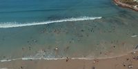 Swimmers inside the area protected by the Fish Hoek exclusion net in Cape Town, South Africa. (Photo: Shark Spotters)