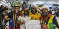 Temba Bavuma interacts with supporters during the South Africa men's national cricket team arrival at OR Tambo International Airport on June 18, 2025 in Johannesburg, South Africa. South Africa were crowned ICC World Test Champions after defeating Australia by five wickets in the final at Lord’s In London on June 14th.  (Photo by Gallo Images/Alet Pretorius)