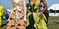 DURBAN, SOUTH AFRICA - JULY 02: Fashion contestants during Durban July on July 02, 2022 in Durban, South Africa. Durban July is horse race held annually on the first Saturday of July since 1897 at Greyville Racecourse in Durban. The event also showcases fashion trends worn by celebrities. (Photo by Gallo Images/Darren Stewart)