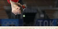 epaselect epa09370440 Grace Mc Callum of the USA performs on the Balance Beam during the Women's Team final during the Artistic Gymnastics events of the Tokyo 2020 Olympic Games at the Ariake Gymnastics Centre in Tokyo, Japan, 27 July 2021.  EPA-EFE/HOW HWEE YOUNG