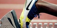 22 Jul 1998: A Nike running spike on the starintg blocks for the start of the 400m during the Bupa AAA's Championships at the Alexander Stadium in Birmingham, England.   Mandatory Credit: Phil Cole /Allsport