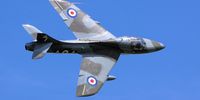 A Hawker Hunter fighter jet flies at the Shuttleworth military airshow just north of London, Britain, June 2013. The Thatcher government sold 10 Hawkers to the Pinochet dictatorship. (Photo: WikiCommons)