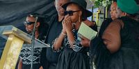 A sombre moment for family members of the late Inkosi Siphamandla Khumalo, who was shot<br>dead with his wife, Thuthukile Khumalo, on 28 October 2023. (Photo: Supplied)