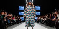  A model presents a creation by South African brand Dope Store during the Moscow Fashion Week, in Moscow, Russia, 05 March 2024. Moscow Fashion Week runs from 01 to 08 March 2024.  EPA-EFE/YURI KOCHETKOV