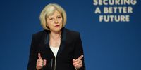 Britain's then Home Secretary Theresa May addressing the party faithful during the annual Conservative Party Conference in Birmingham, central England, 30 September 2014. The Home Office told Declassified that the contract with the Henry Jackson Society was negotiated in 2014 while May was Home Secretary. (Photo: EPA-EFE/ Facundo Arrizabalaga)